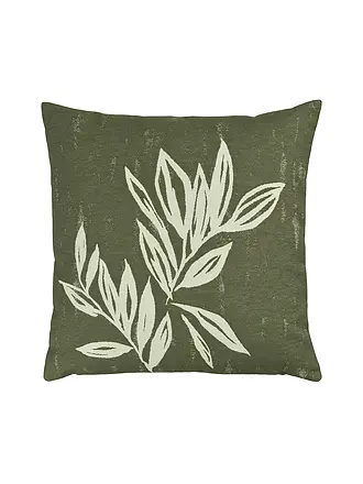 SANDER | Kissenhülle 50x50cm BIG LEAVES Khaki | 